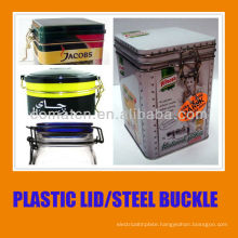 Plastic lid for can and PE seal with steel ring buckle